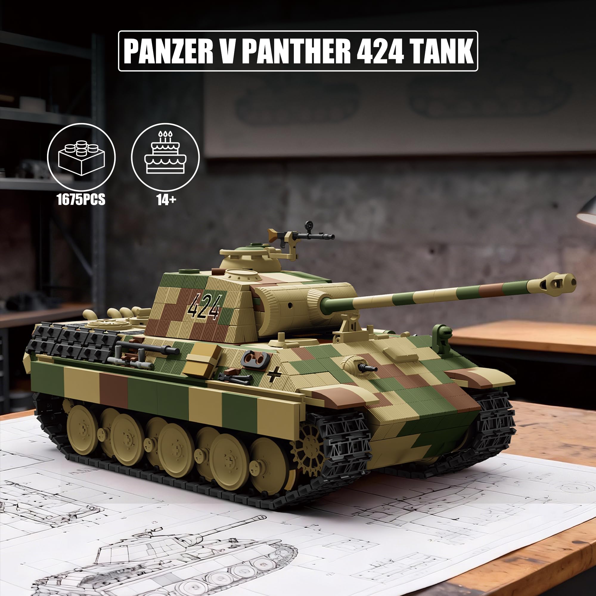 Panzer V Panther 424 Ensemble de construction camouflage pour enfants de 14