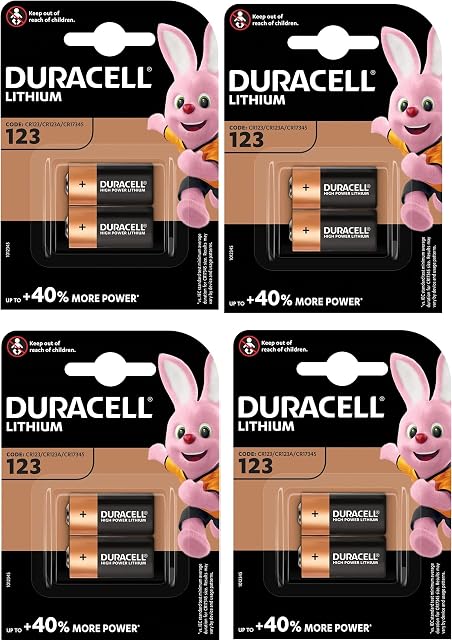 Duracell 8 x CR123 3V Ultra Lithium Photo Battery - DL123 - EL123A - CR123A - CR17345