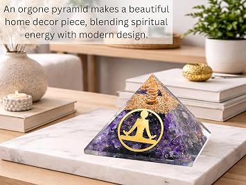 Amazing Gemstone Large Orgone Pyramid | Amethyst Pyramid Crystal | Buddha Orgonite Pyramid | Organ Pyramids Positive Energy Healing