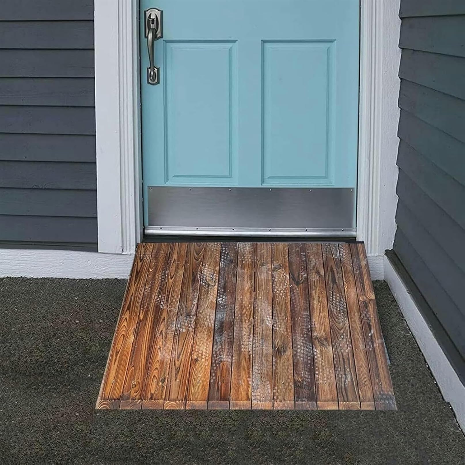 Rampe de seuil antidérapante en bois de 8 pouces pour porte d'entrée