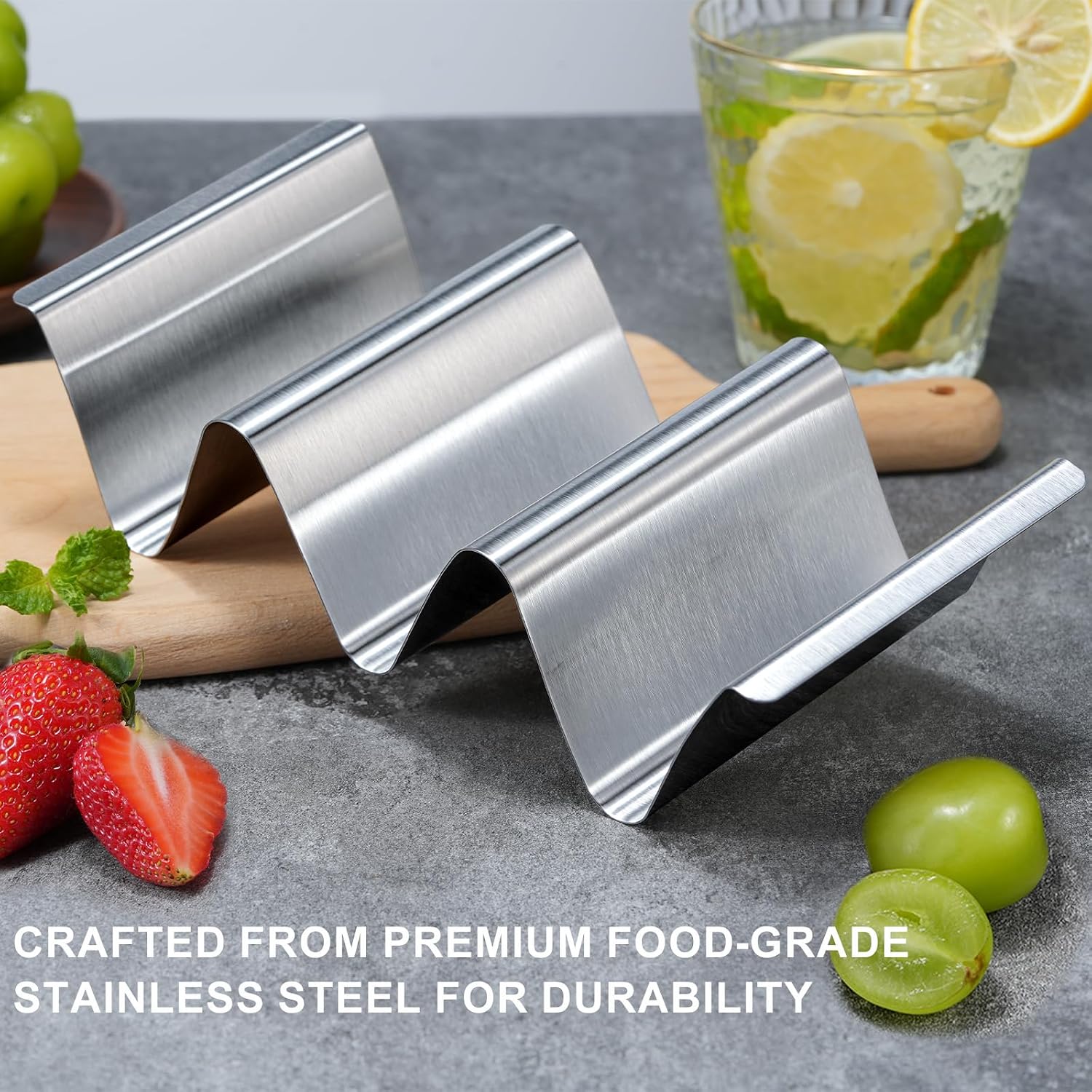Sopito Taco Holder Stand, 6 Packs Stainless Steel Taco Rack Truck Tray Style, Oven, Grill and Dishwasher Safe