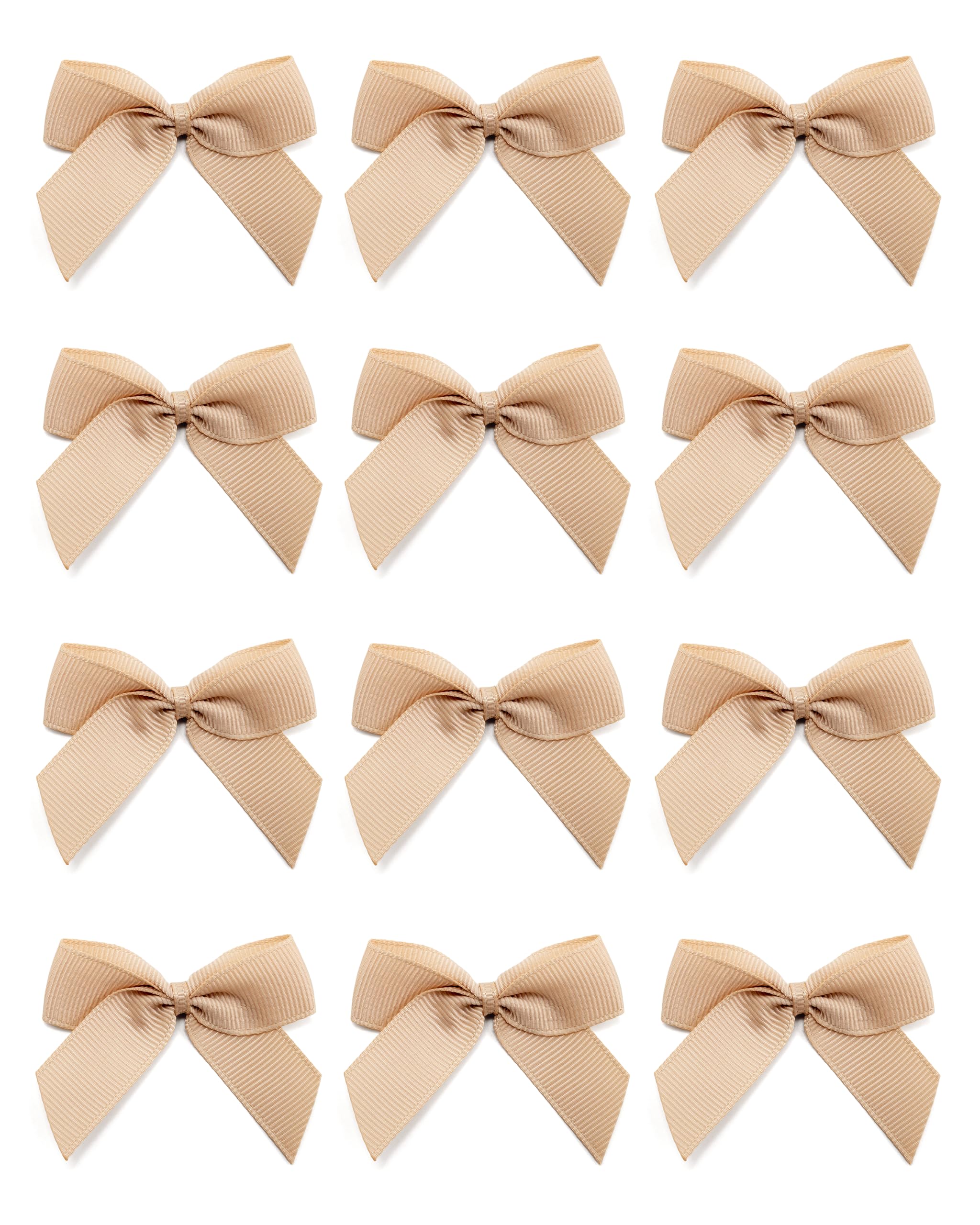 Italian Options Small Grosgrain Ribbon Bows, Self Adhesive Bows for Crafting, Gifts, Sewing, Hair Bow, Wedding Stationery, Floristry, Cakes, Crafts, Decorations, Champagne, 24 Pack, 5cm