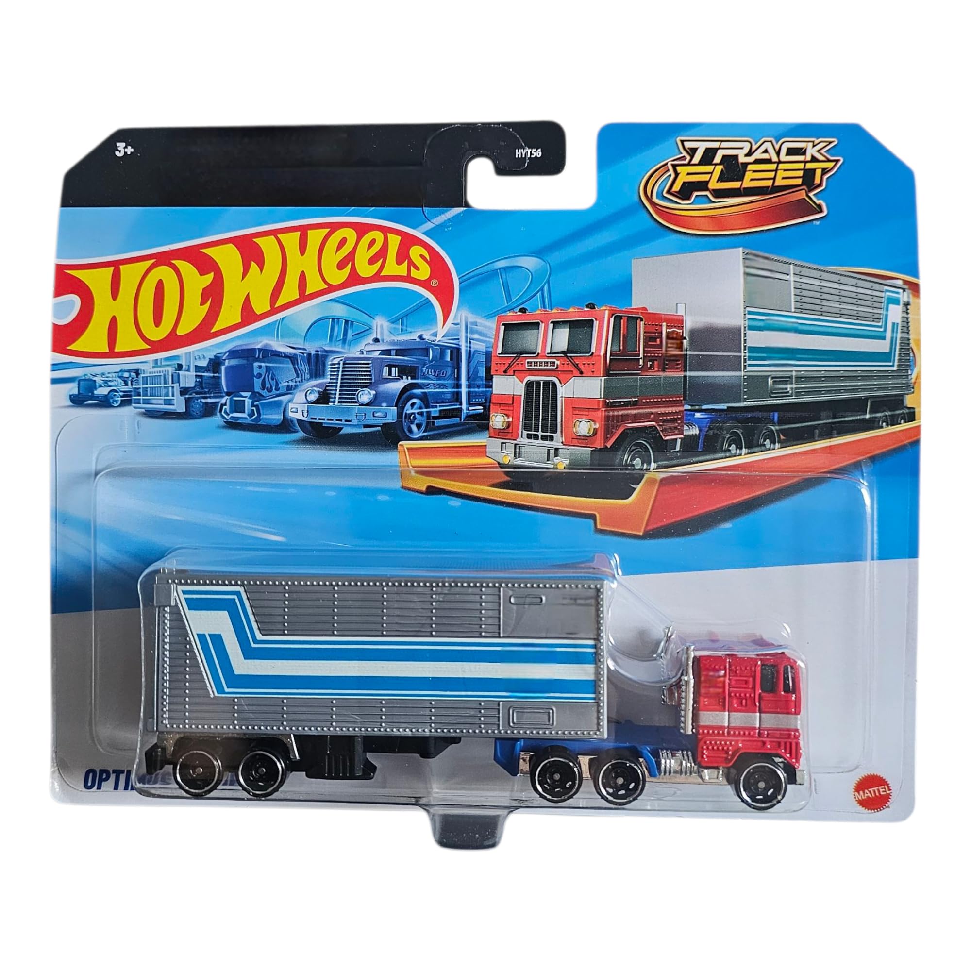 Hot Wheels Track Fleet Optimus, Die-Cast Truck Toy, Red, Grey, Blue, 1:64 Scale
