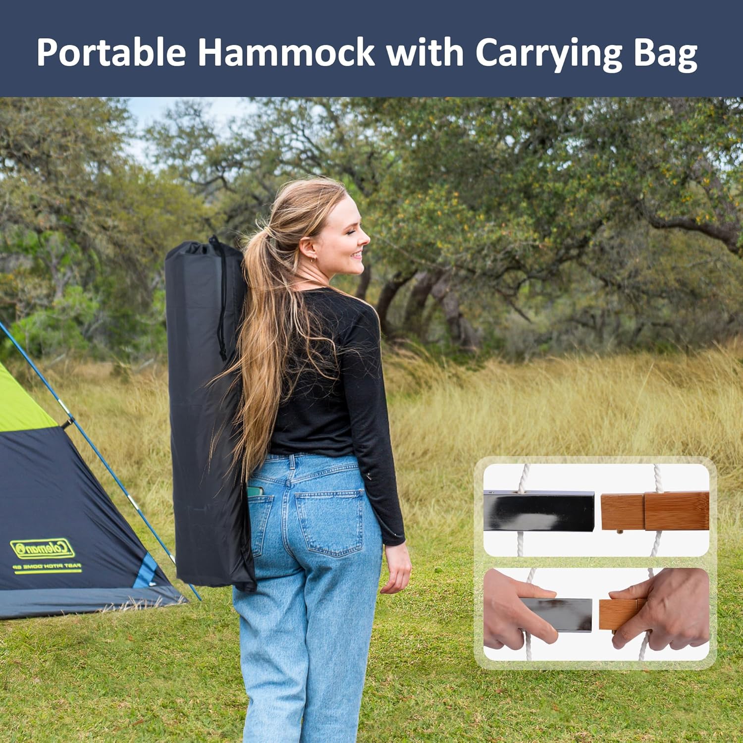 SUNCREAT Hammocks for Outside with Stand, Porch Hammock and Stand, 475 lbs Capacity, Patent Pending, Navy