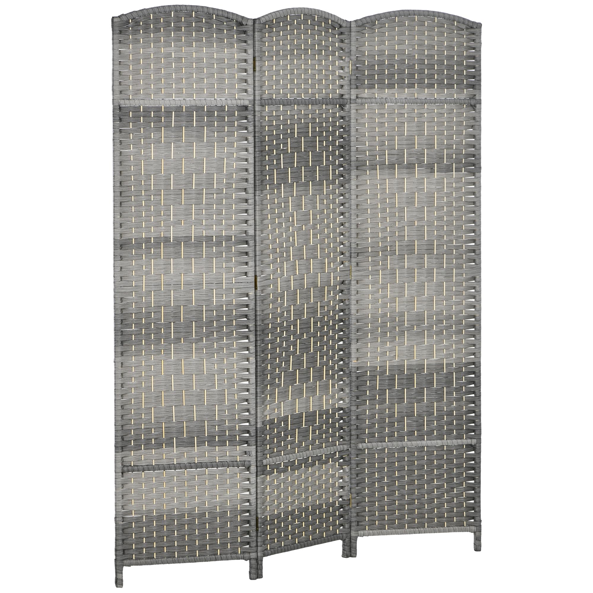 HOMCOM 3 Panel Room Divider, 6' Tall Folding Privacy Screen, Hand-Woven Freestanding Wall Partition for Home Office, Bedroom, Mixed GrayThe Forest Stewardship Council