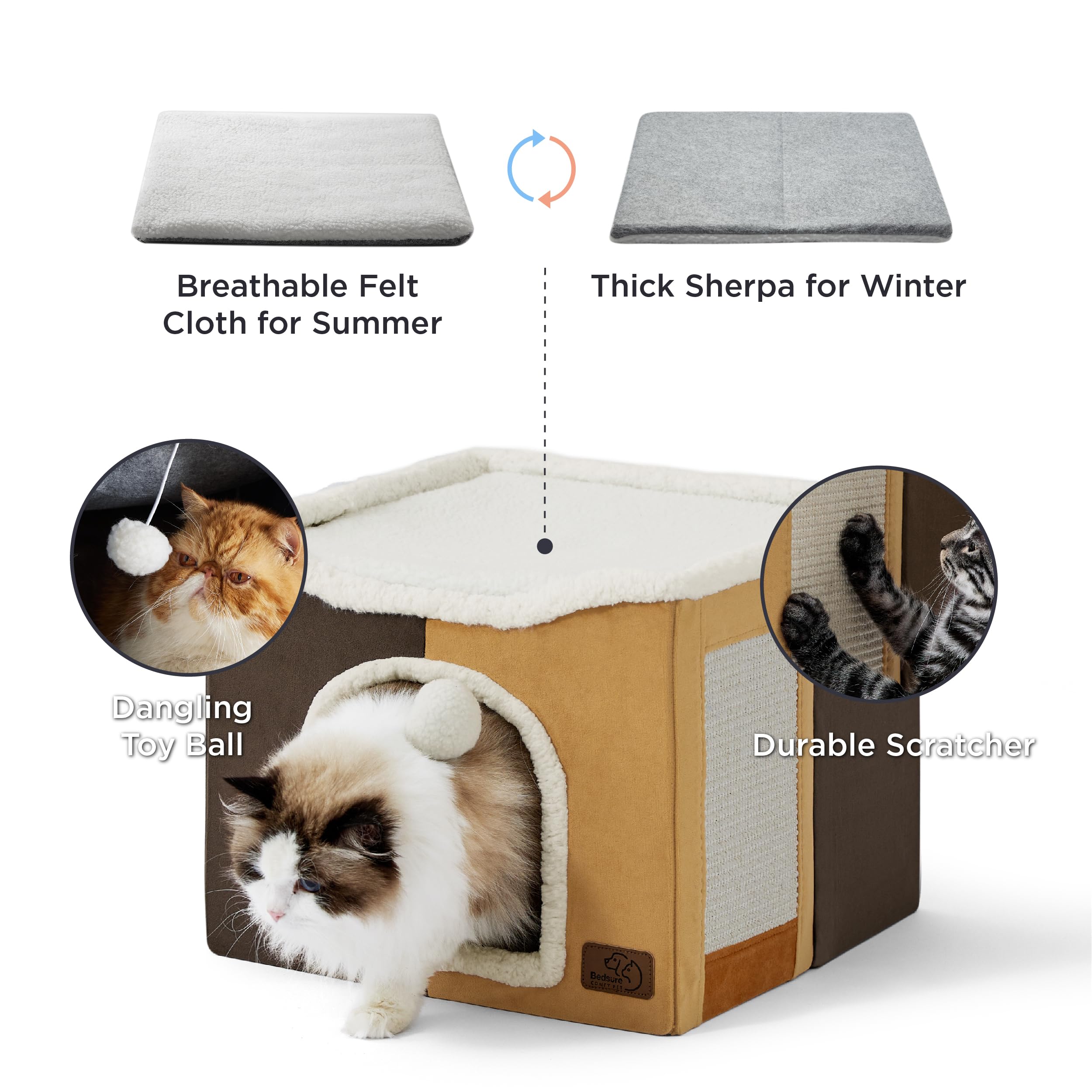 Alibaba Cave　オットマン Amazon.com : Bedsure Cat Beds for Indoor Cats - Large Cat