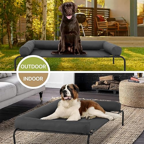 Miniatura 10 de MoNiBloom Cama elevada para perros para exteriores con cojín extraíble, cama elevada portátil para perros con pies antideslizantes estables y malla