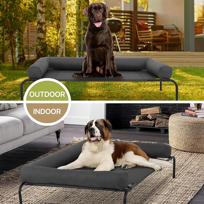 Cama Elevada para Perro con Respaldo Removible, Portátil, 55 Pulgadas, Gris Oscuro miniatura 10