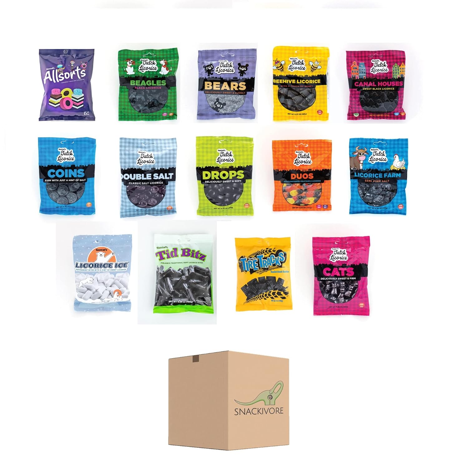 Gustaf's Dutch Licorice Candy Assortment Variety 14 Pack