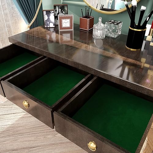 Miniatura 2 de VEELIKE Papel de contacto autoadhesivo de terciopelo verde para forro de cajones de joyas, 15.7 x 118 pulgadas, papel tapiz de tela de terciopelo