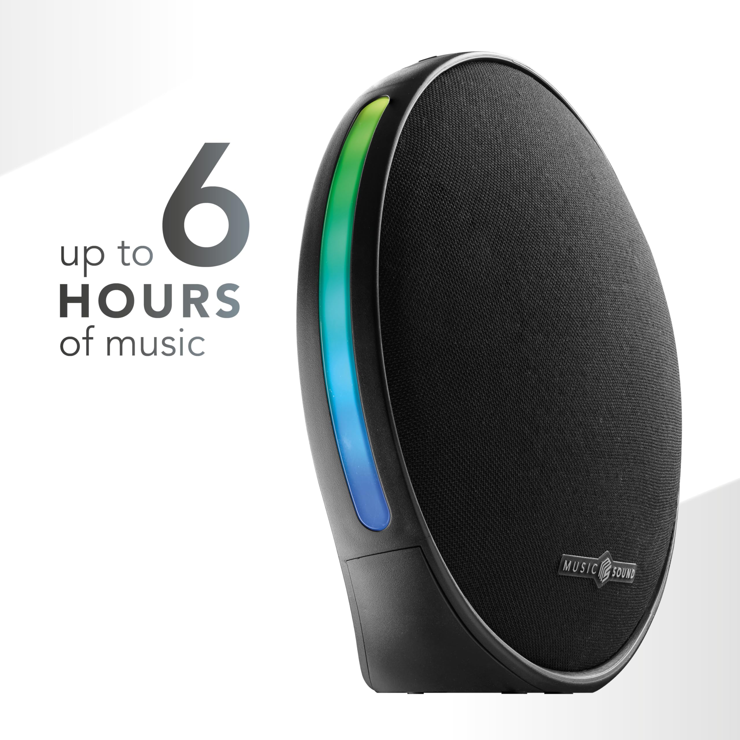 Music Sound Altavoz Bluetooth portátil Vora con 10 W de Potencia, Luces RGB sincronizadas al Ritmo de la música y hasta 6 Horas de autonomía, Negro