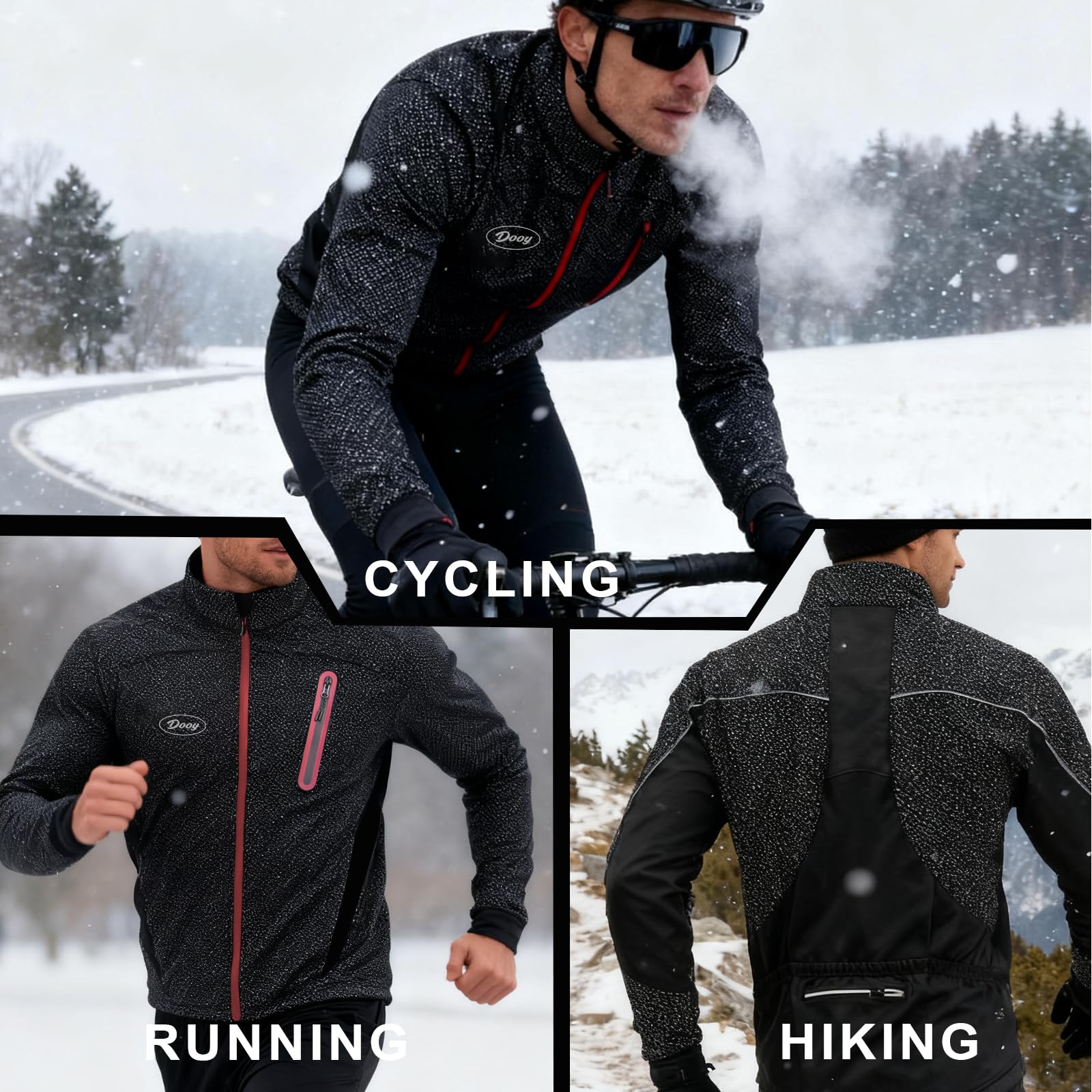 Inverno Warm UP Termico Softshell Ciclismo Giacca Antivento Impermeabile Mens Running Mountain Bike Traspirante Riflettente Cappotto