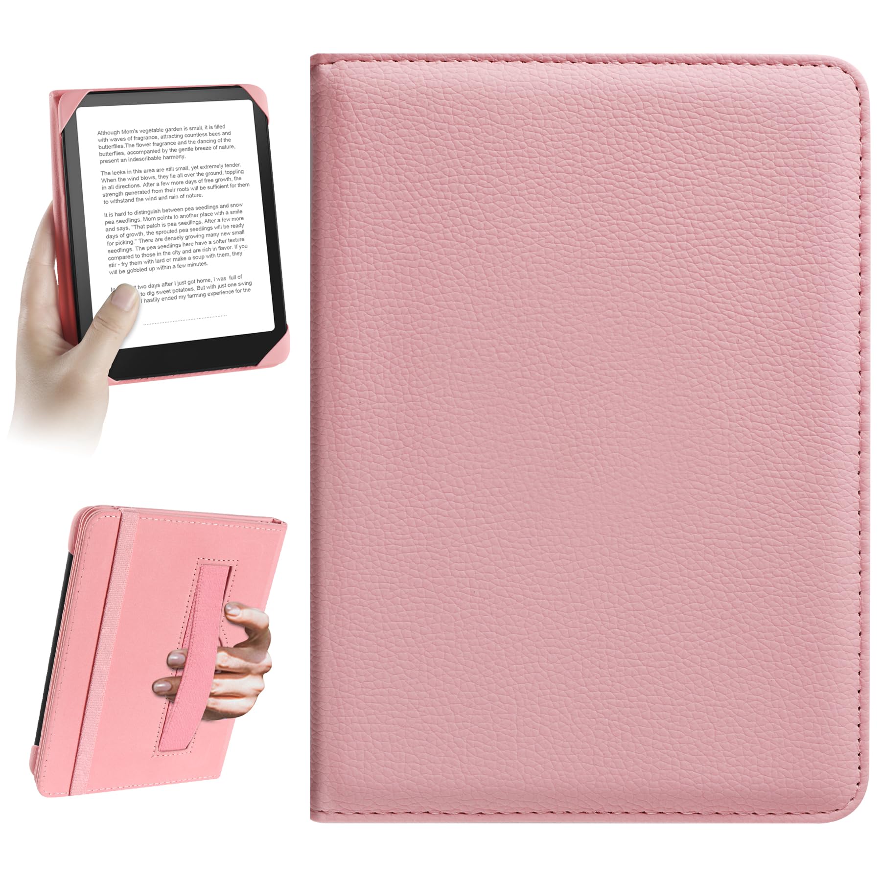 HoYiXi Universal Case for 6 inch Kindle eReader Compatible with Paperwhite(2025/2018)/PocketBook and Tolino/Kobo Clara HD,6" eReader Protective Case Cover Elastic rope,White flowers — view 9