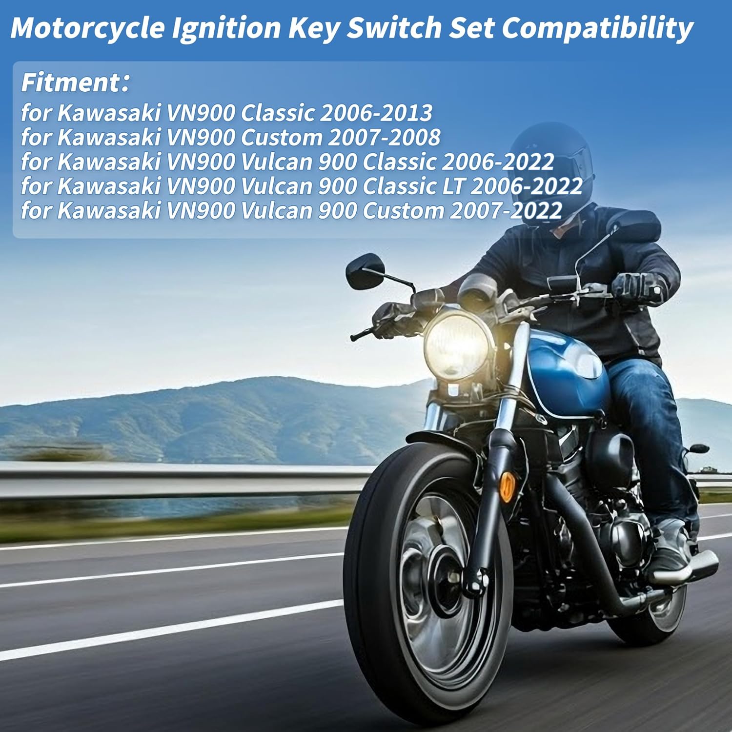 Ignition Key Switch Ignition Switch Lock Set No.270050032 for Kawasaki VN900 Classic 2006-2013 1 Set