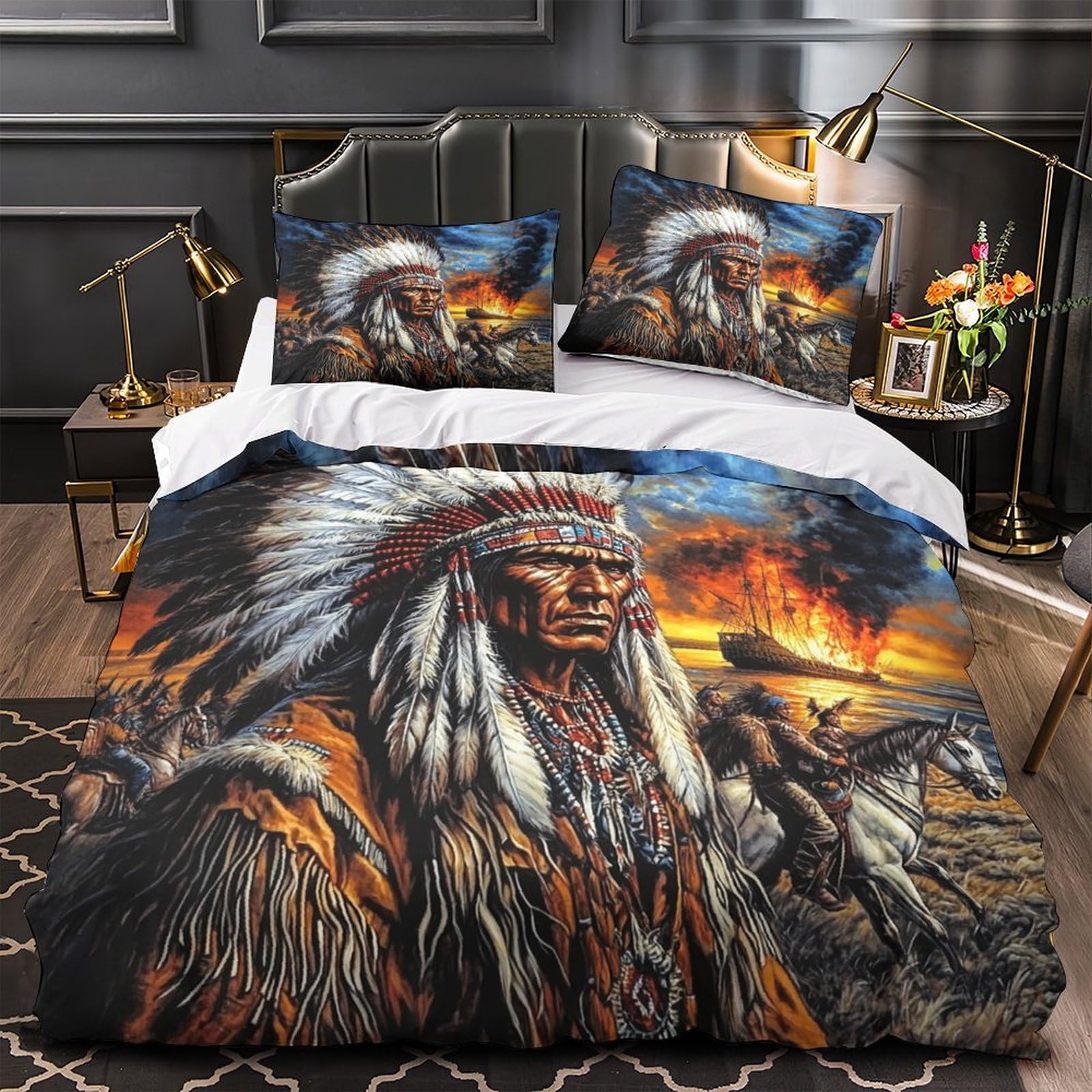 Housse de couette hypoallergique lit simple 3D indien