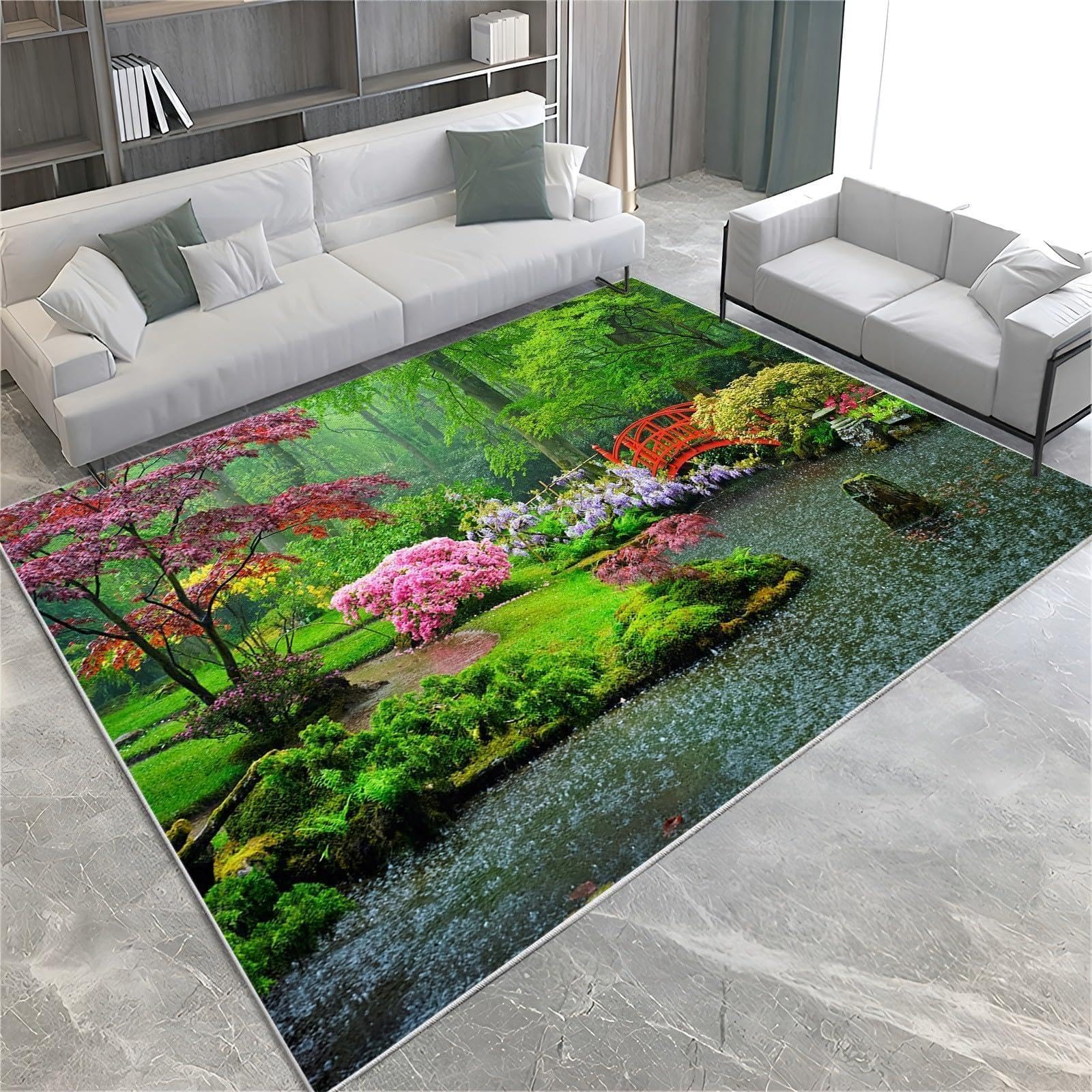 Tapis salon paysage jardin moderne 120x160cm tapis de chambre doux