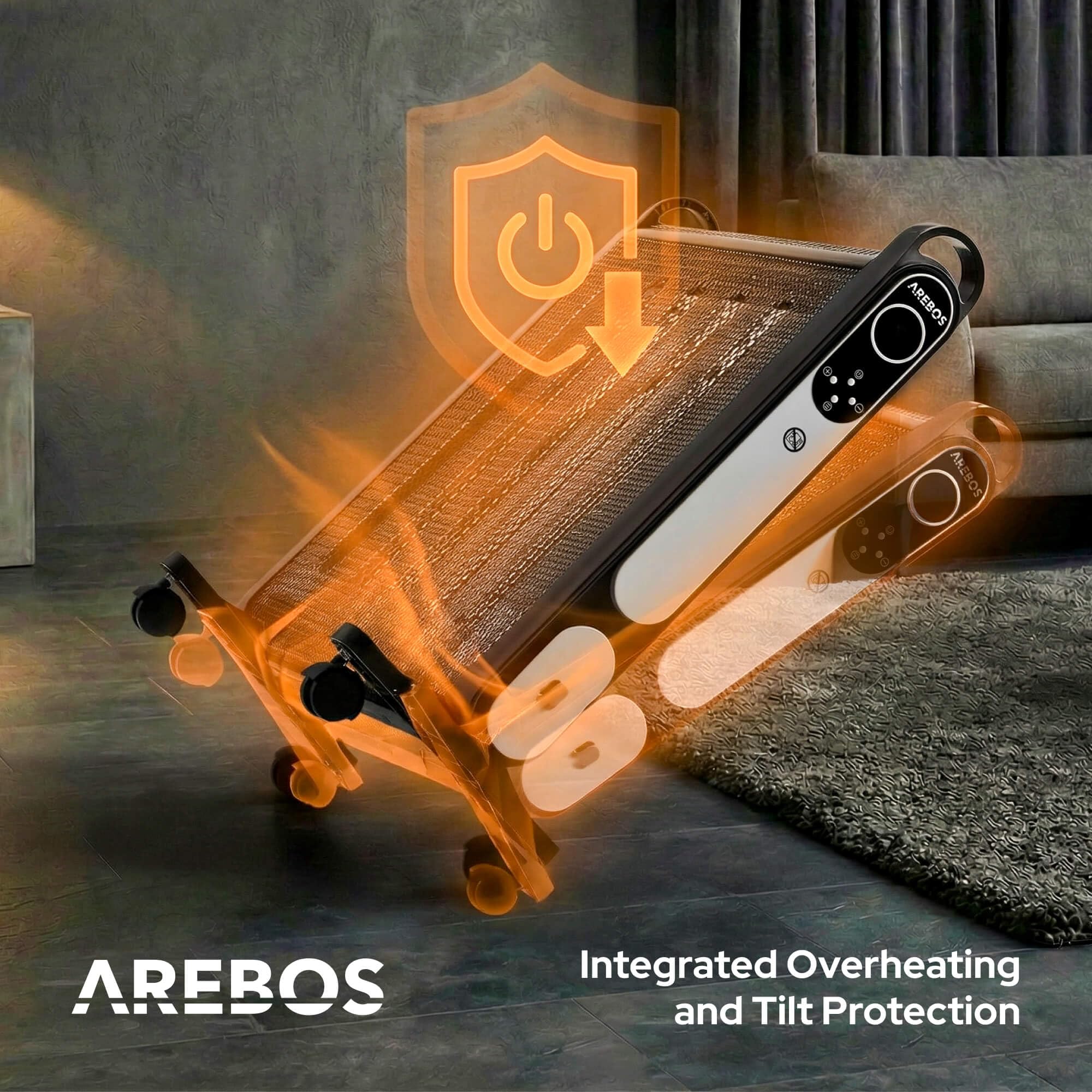 Arebos Konwektor mikowy | 2000 W | ogrzewanie elektryczne | ogrzewanie konwektorami | energooszczędny przenośny grzejnik elektryczny | mobilny grzejnik elektryczny z 2 prędkościami ogrzewania | czarny
