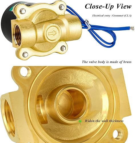 Miniatura 5 de Brass Electric Solenoid Valve 12" NPT 12V110V,Air Valve Water Valve Gas Valve Flow Valve, Normally Closed, Solid Brass,for Water Air Gas Fuel Oil