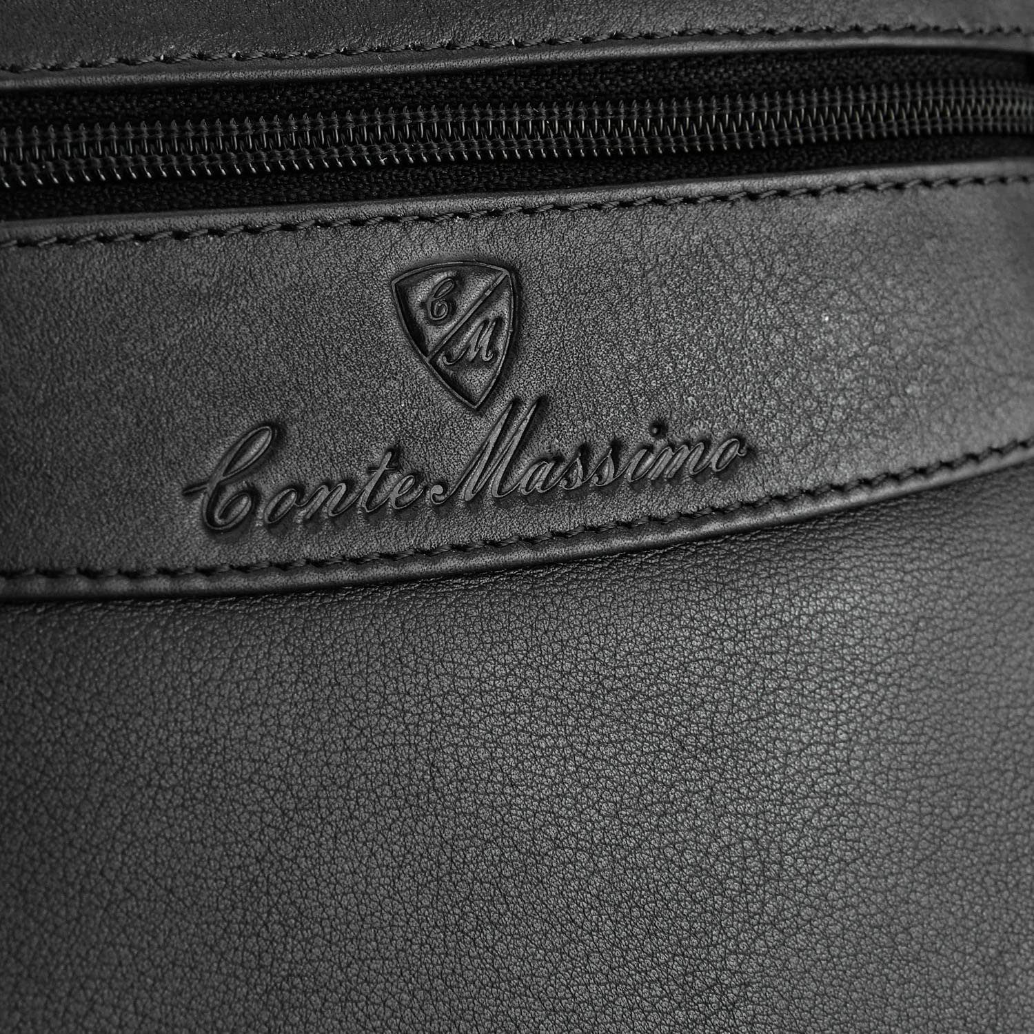 Conte Massimo - Bolso de Hombre de Piel Auténtica con Bandolera Ajustable y Múltiples Bolsillos