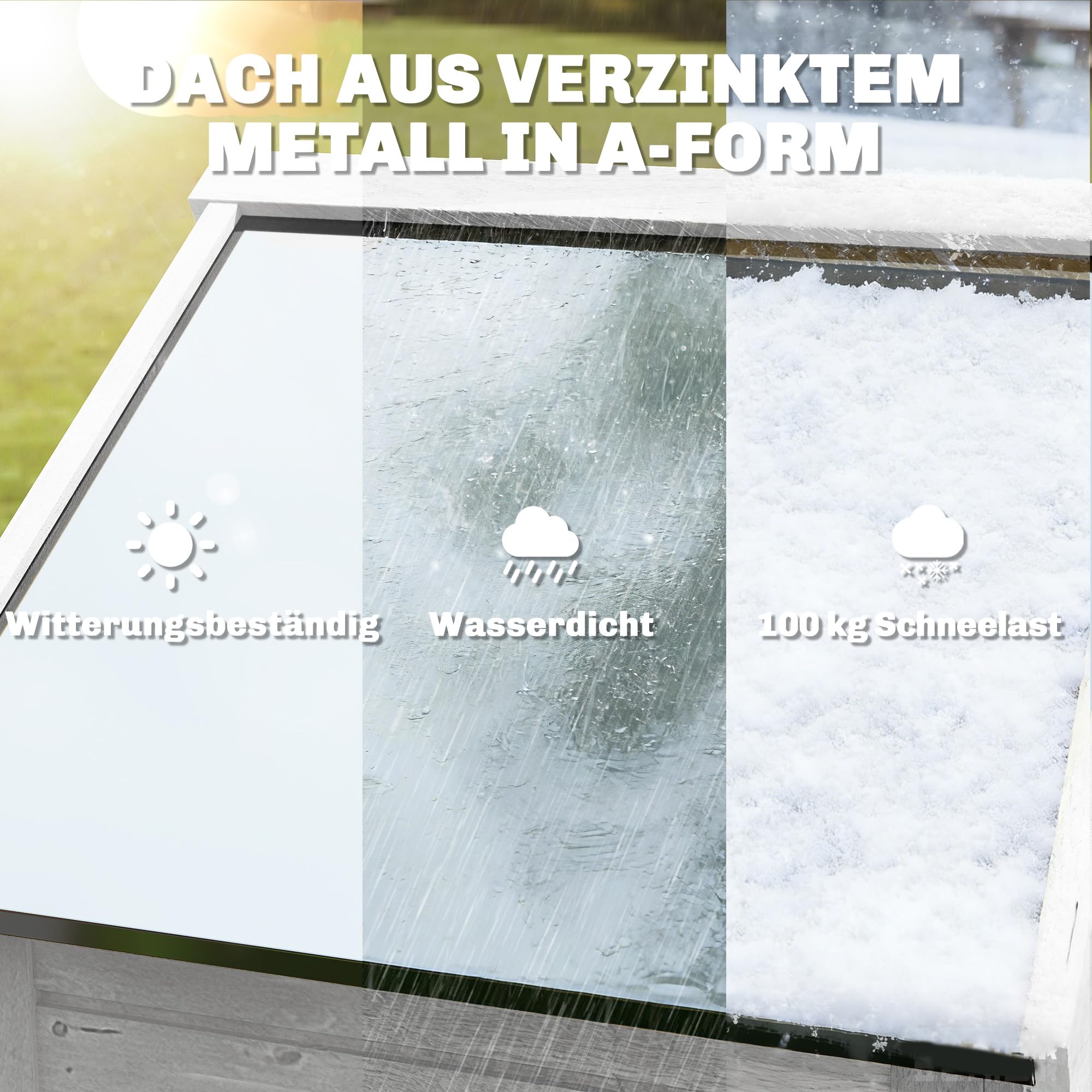 Outsunny Armario de jardín de madera extraalto con estante ajustable, puerta galvanizada, techo, ventilación, protección antivuelco, 85 x 58 x 213 cm, para jardín, terraza, color blanco
