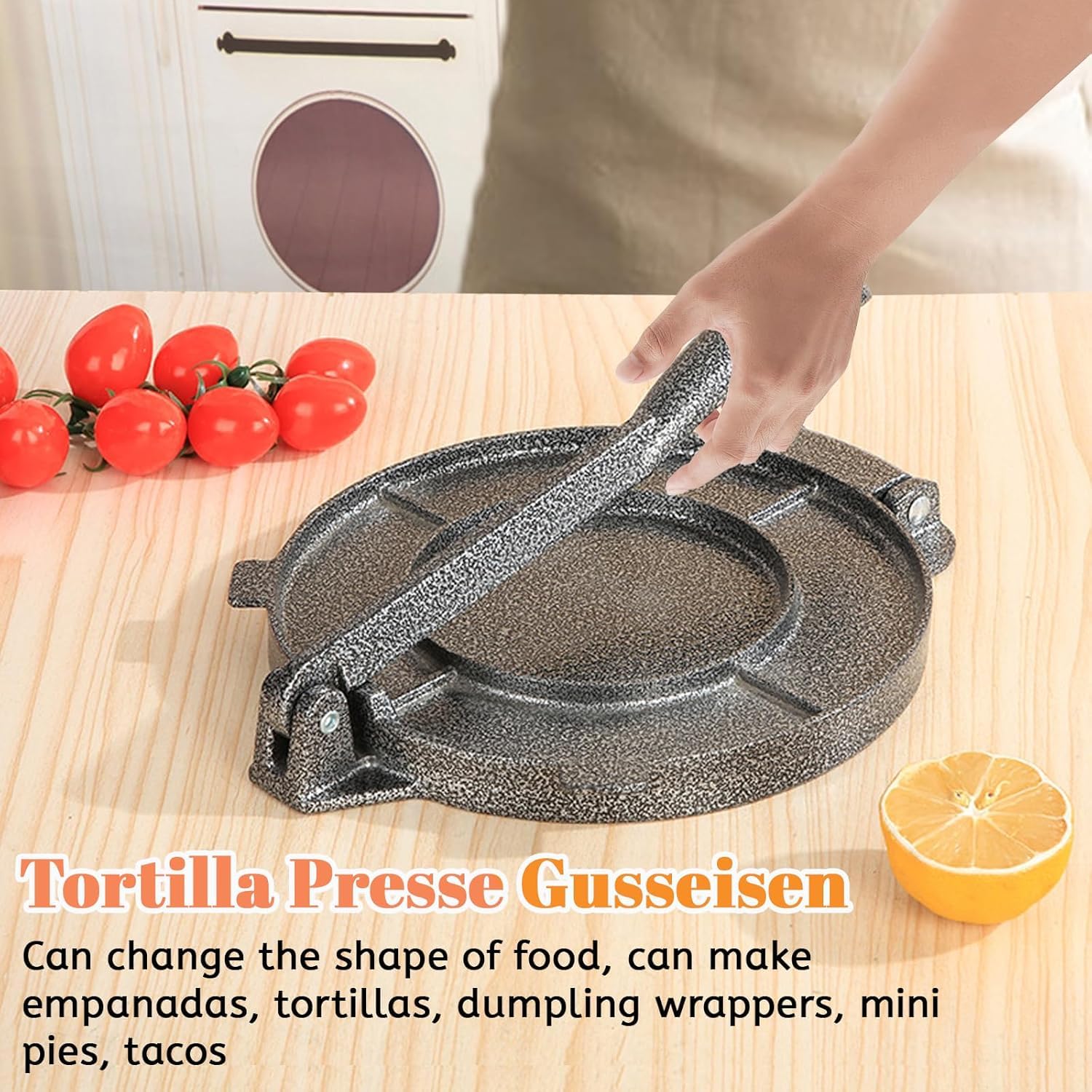 Presse à tortilla, 16,5 cm, très résistante, surface antiadhésive, pour tortilla, quesadilla, roti, patacones, wrap