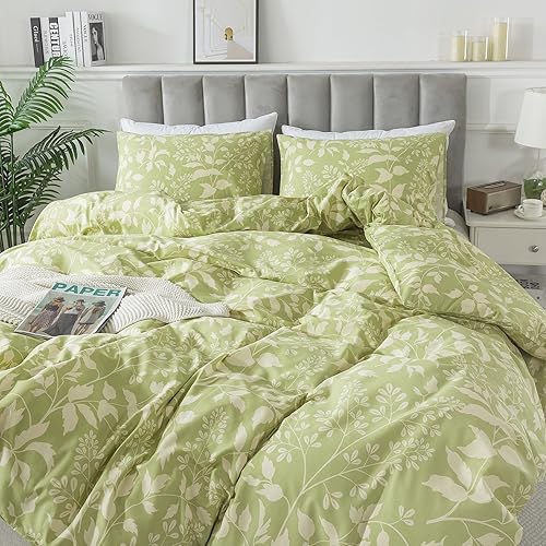 Miniatura 22 de HoneiLife - Juego de funda de edredón floral 100% algodón, 3 piezas, botánica, ropa de cama con cierre de cremallera y lazos en las esquinas