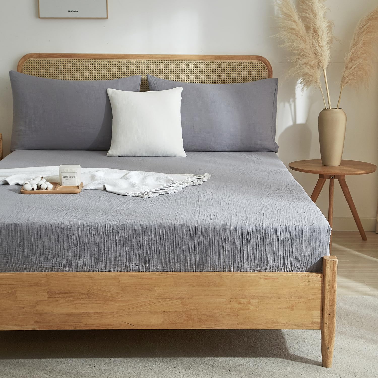 Luofanfei Bambus Lyocell Spannbettlaken 90x200cm Grün Salbeigrün Boxspringbett Frottee Topper Glänzend Bambusfaser Bettlaken Spannbetttuch 90 x 200 Uni Spannbetttücher für Hohe Matratze bis 25-30 cm