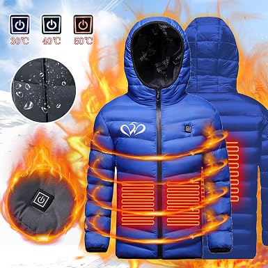 Beheizbare Jacke Kinder – Elektrische Heizjacke Mit 3 Heizzonen, Warme Winterjacke Für Jungen & Mädchen
