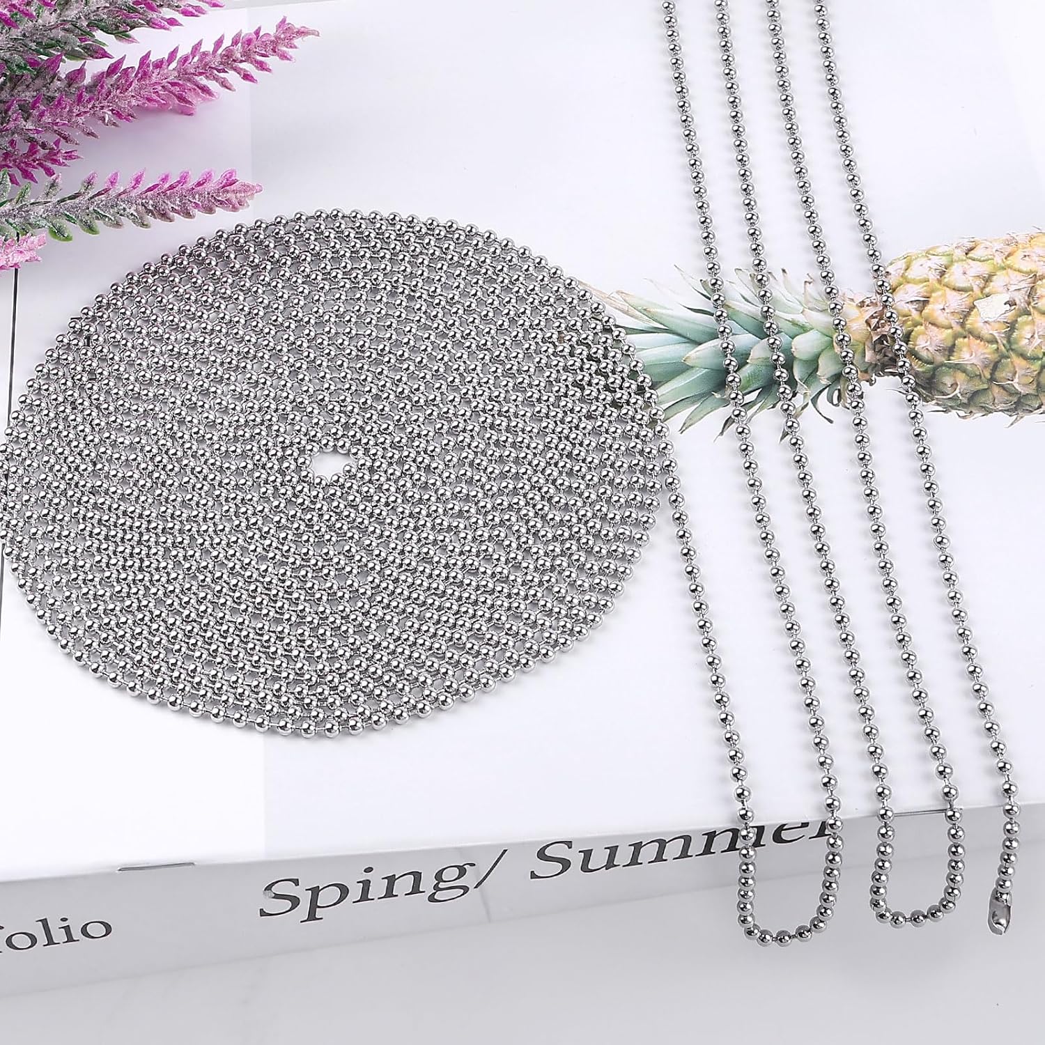 Ceiling Fan Pull Chain, 236" Stainless Steel Ball Chain with 30 Connectors, Extra Long Rust Proof 3mm Fan Pull Chain Extension, Adjustable Length Bead Chain for Fan/Light Fixtures, Curtains, Tags - Image 4