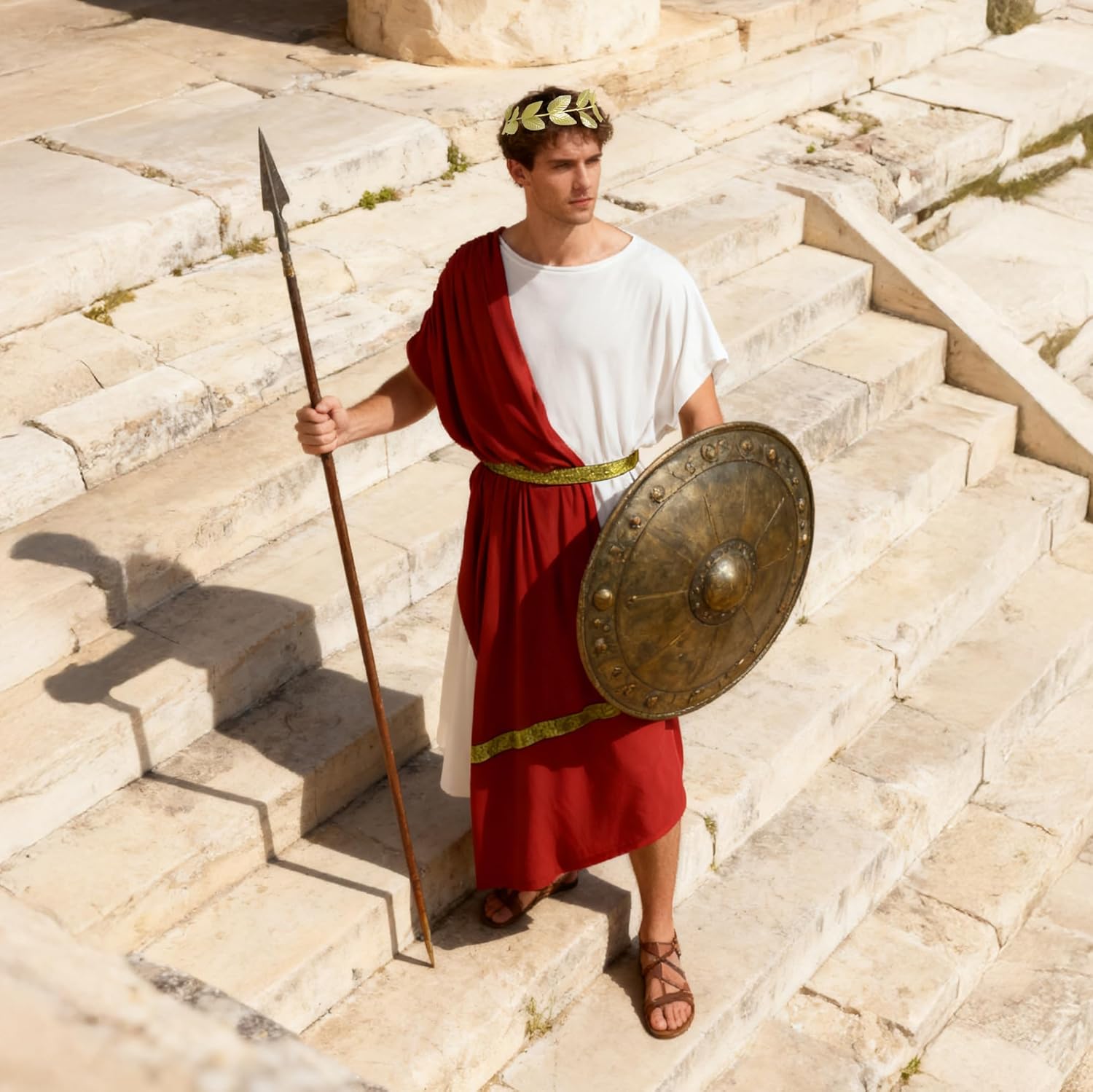 MCJC Adult Greek Toga God Costume, White Roman Deluxe Halloween Cosplay Ancient Robe - Image 4