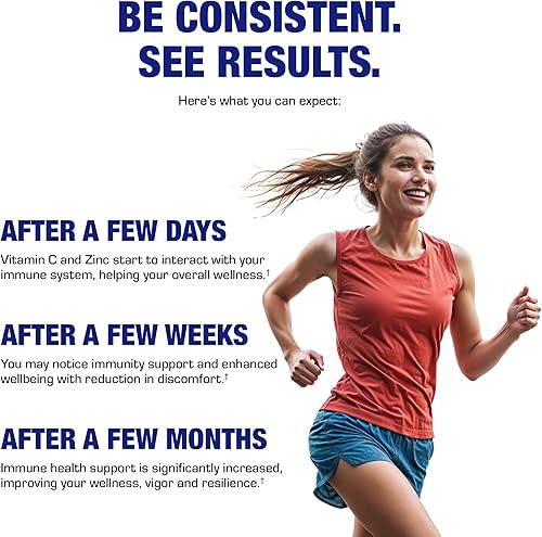 Miniatura 5 de Pastillas de zinc con vitamina C para apoyo inmunológico, pastillas de vitamina C y zinc de alta absorción para adultos, bienestar diario y