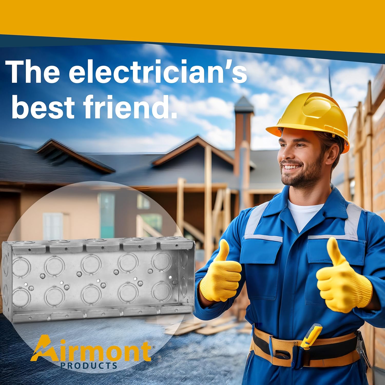 5-Gang Masonry Electrical Box, Metal Electrical Box, 2-1/2" Depth, EKO Knockouts, Width 3.75'', Height 1.94'', Masonry Box Gangable, Welded Design, Steel Device Boxes for Masonry Walls
