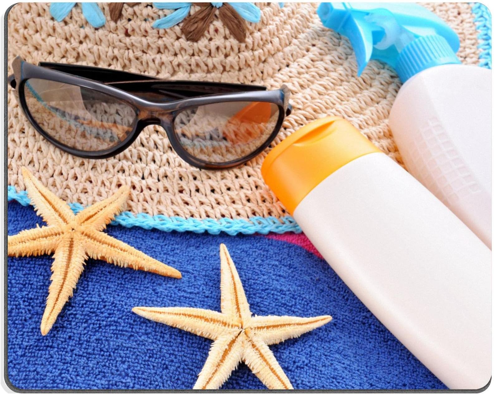 MSD Natural Rubber Mousepad Holiday concept on the blue beach towel IMAGE 31196116