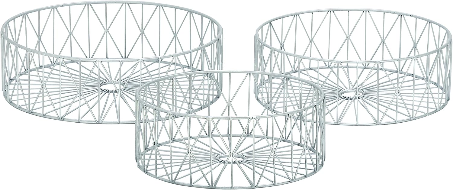 Deco 79 65556 Metal Silver s Storage Basket (Set of 3), 10