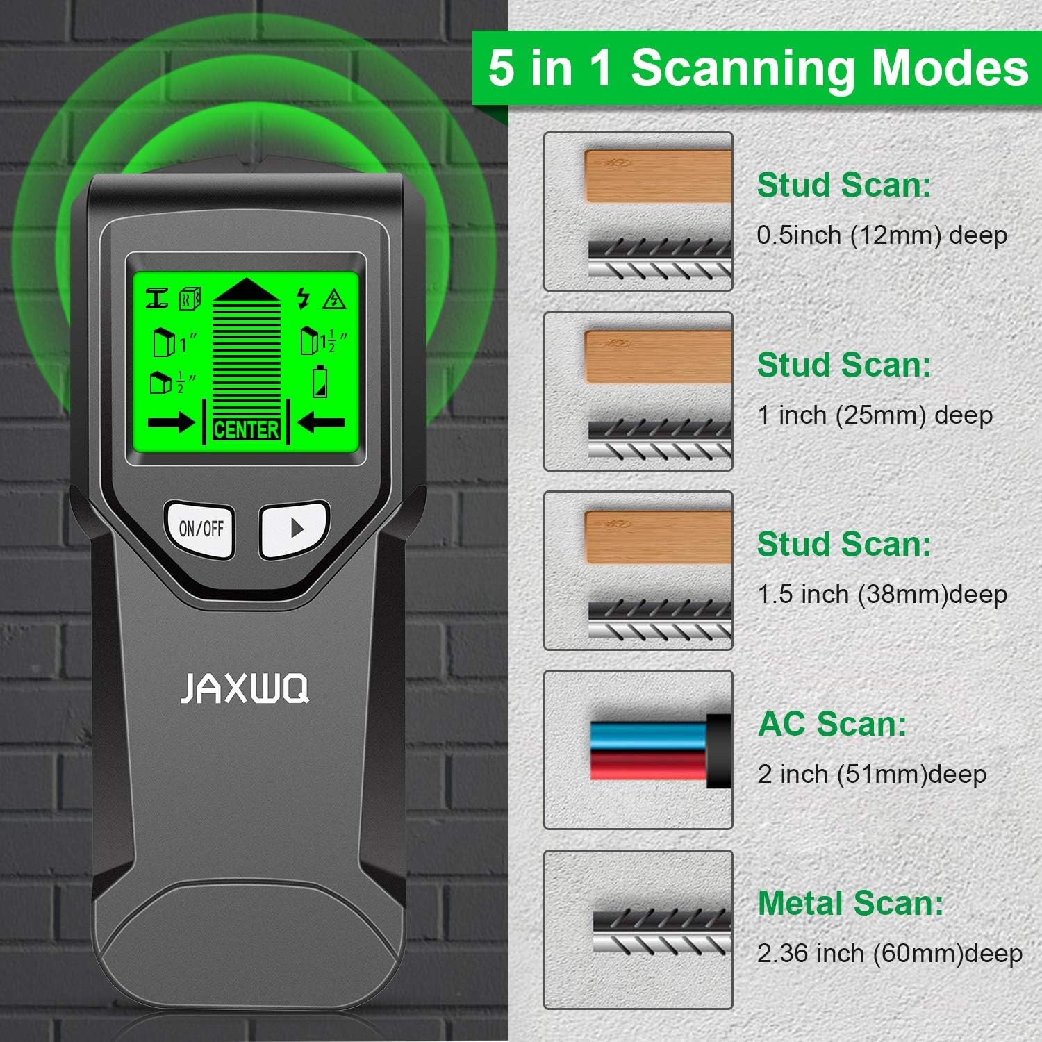 Stud Finder Wall Scanner - 5 in 1 Stud Detector with Intelligent Microprocessor Chip and HD LCD Display, Stud Sensor Beam Finders for the Center and Edge of Wood AC Wire Metal Studs Joist Pipe