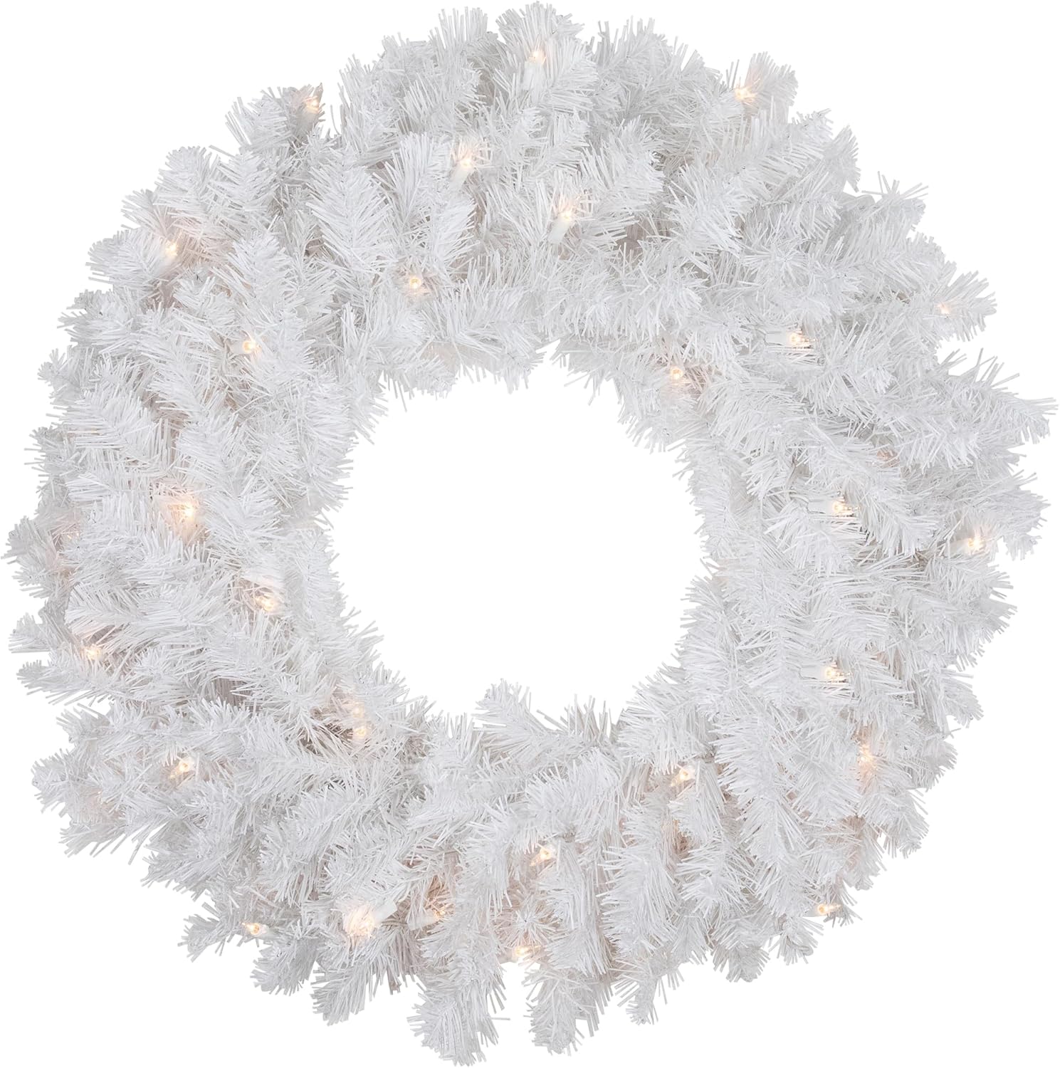 Northlight Pre-Lit Snow White Artificial Christmas Wreath with Clear Lights, 24"