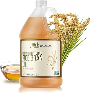 Kevala Rice Bran Oil – Smooth Oil with Delicate Scent and Flavor for Baking, Great for Home and Restaurant Cooking, Packed with Vitamin E and Antioxidants, Bulk Size Bottle 128 fl oz, 1 gal