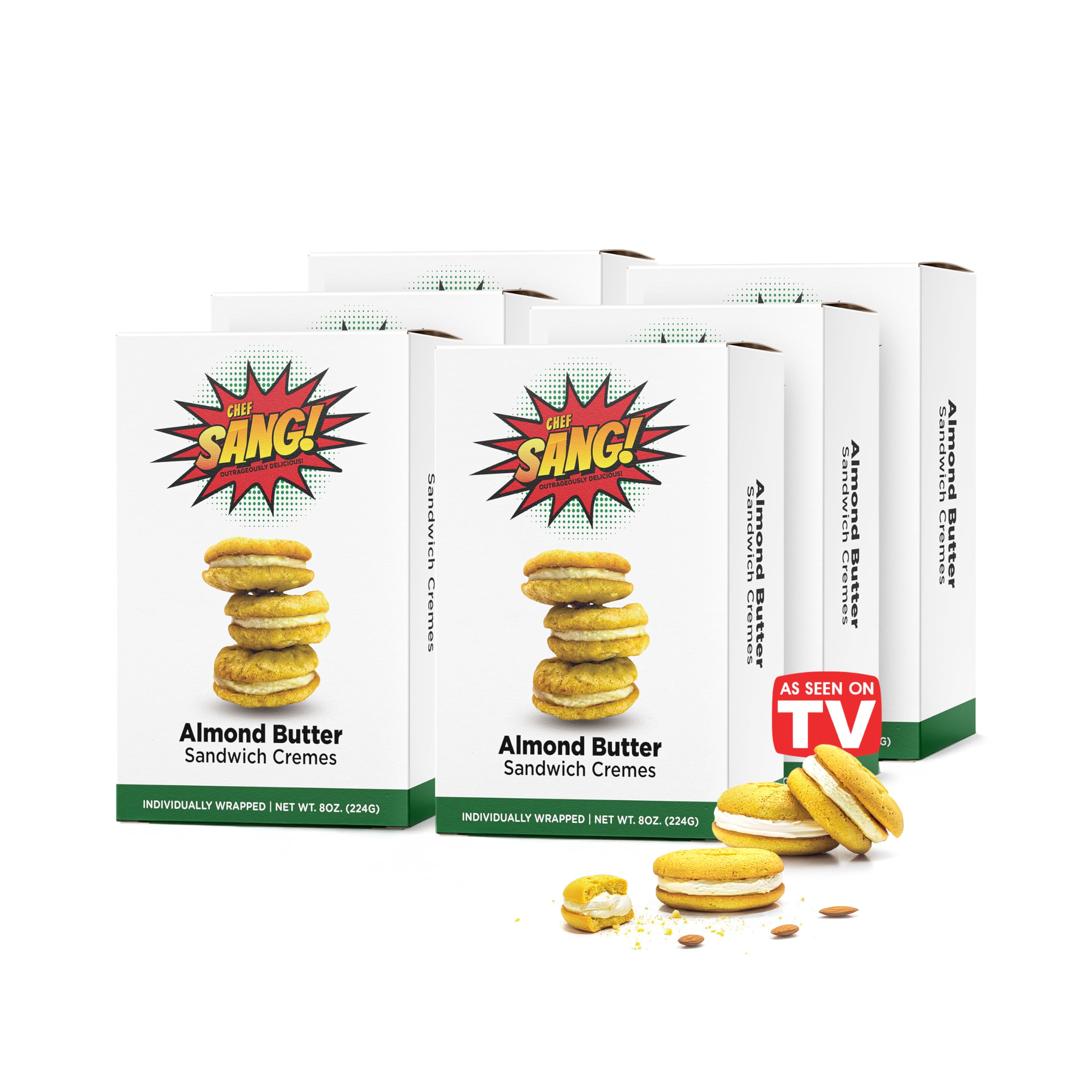 CHEF SANG Individually Wrapped Butter Cookies Real Almond Butter Cream Filling No Artificial Flavors or Preservatives Non-GMO On-The-Go