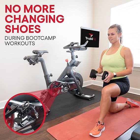 Exercise Bike Mat + Dual Function Toe Cages for Original Peloton Bike and Bike+ Bundle - Accessories for The Peloton Bikes