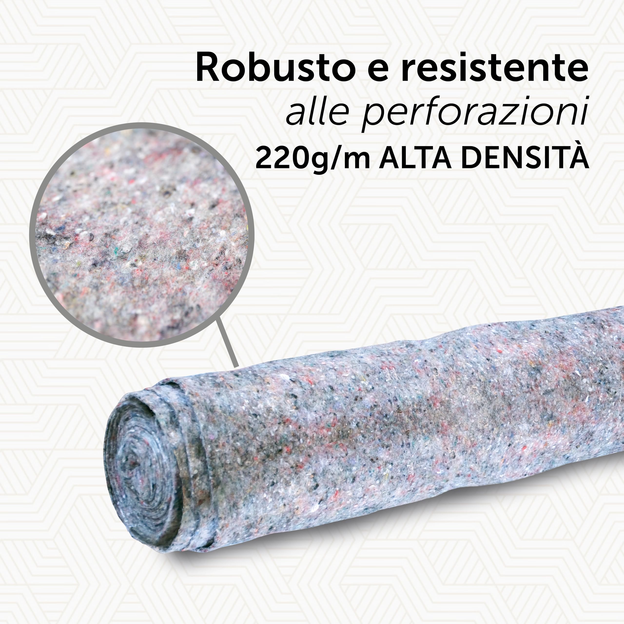 DETERMONDO Feltro Protettivo Pavimenti Multiuso Grigio Rotolo 1x10m 220 g/m2 Assorbente Antigoccia Copritutto Telo Copertura per Pittura Vernici Solventi Protezione Imbianchino 50 Metri