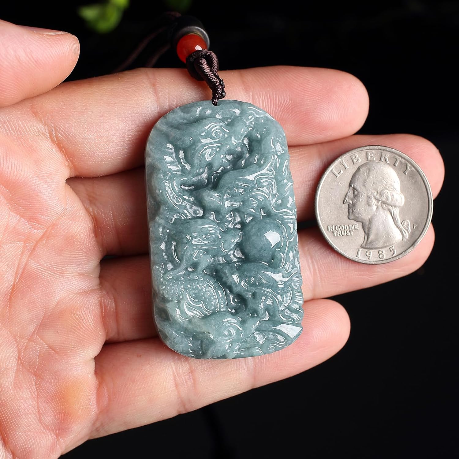 Real Green Jade Dragon Pendant Necklace for Men and Women Genuine Certified Jadeite Double Side Hand-Carved Zodiac Nine Dragons Jewelry Amulet Protection Birthday Valentine's Day Gift - Image 4