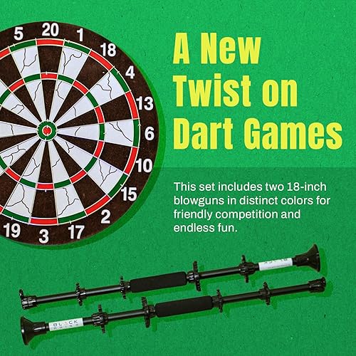 Miniatura 2 de Black Rhino blowguns Dart Board Game Includes a Double Sided Dart Board and 2 Blowguns with Darts