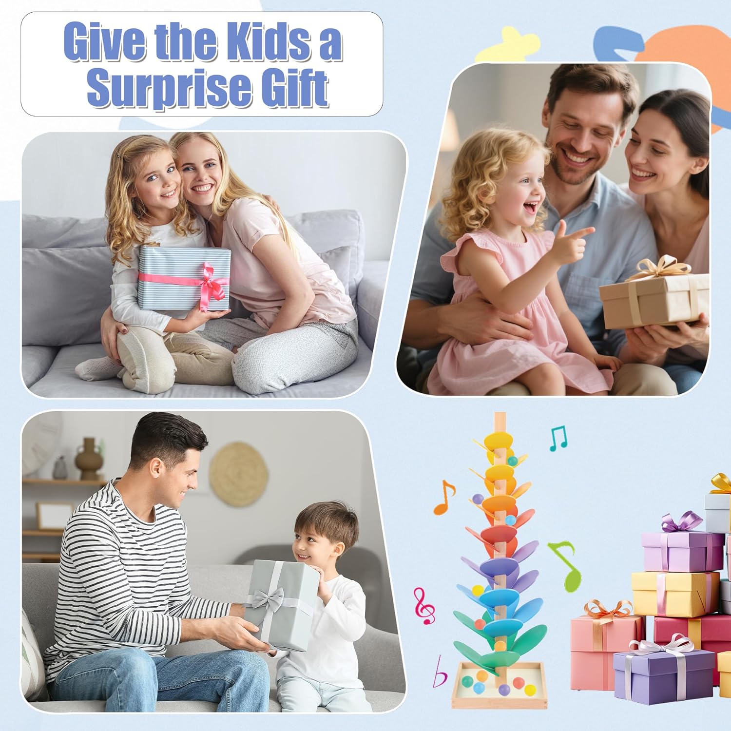 Wooden Marble Run Music Tree Marble Run Learning Game Montessori Wooden Color Sorting Toy Birthday Gift for Boys and Girls Ages 3-8