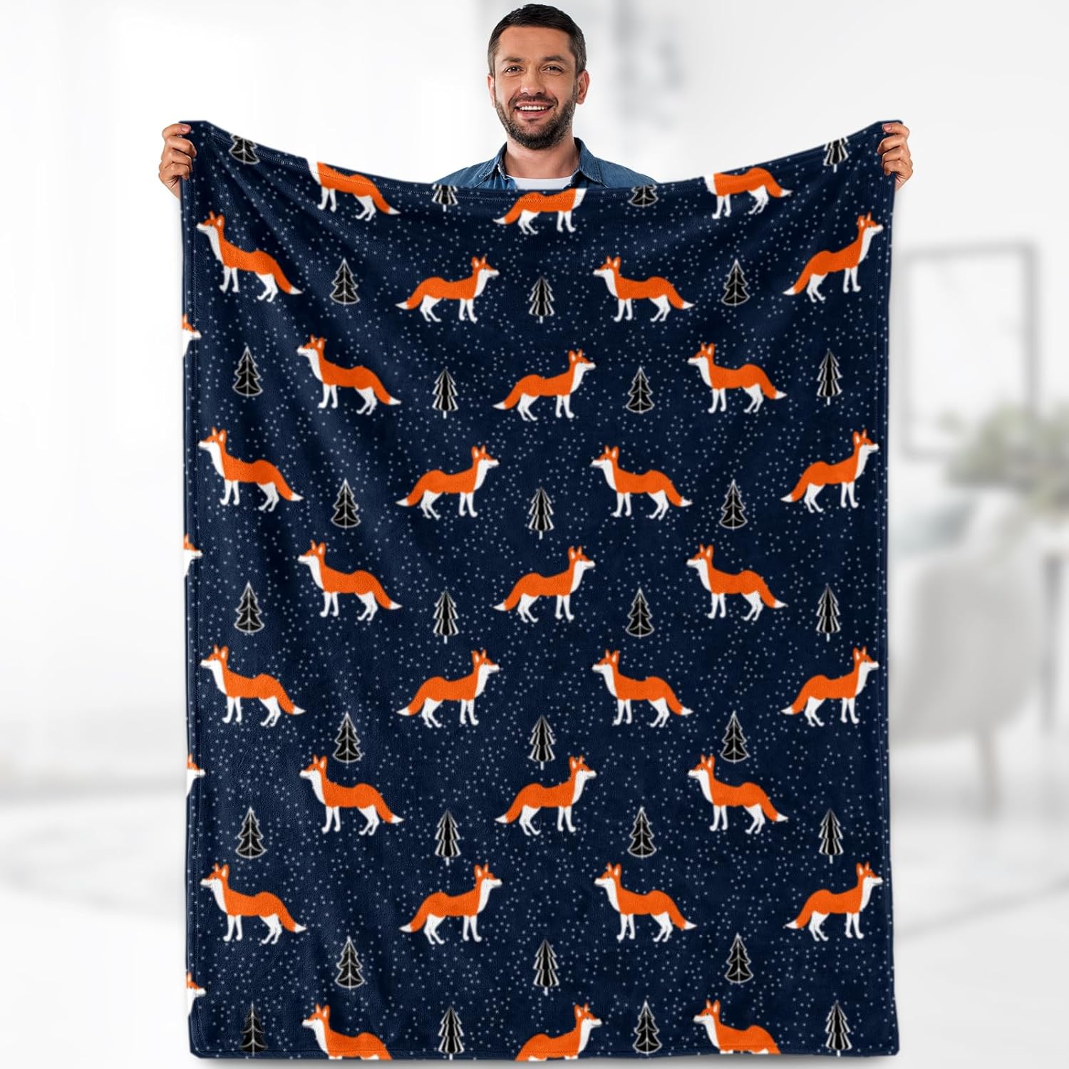 Aimego Manta de zorro de regalo para mujeres y niños, manta amante de los animales para niños y niñas, dormitorio de bebé, sala de estar, decoración