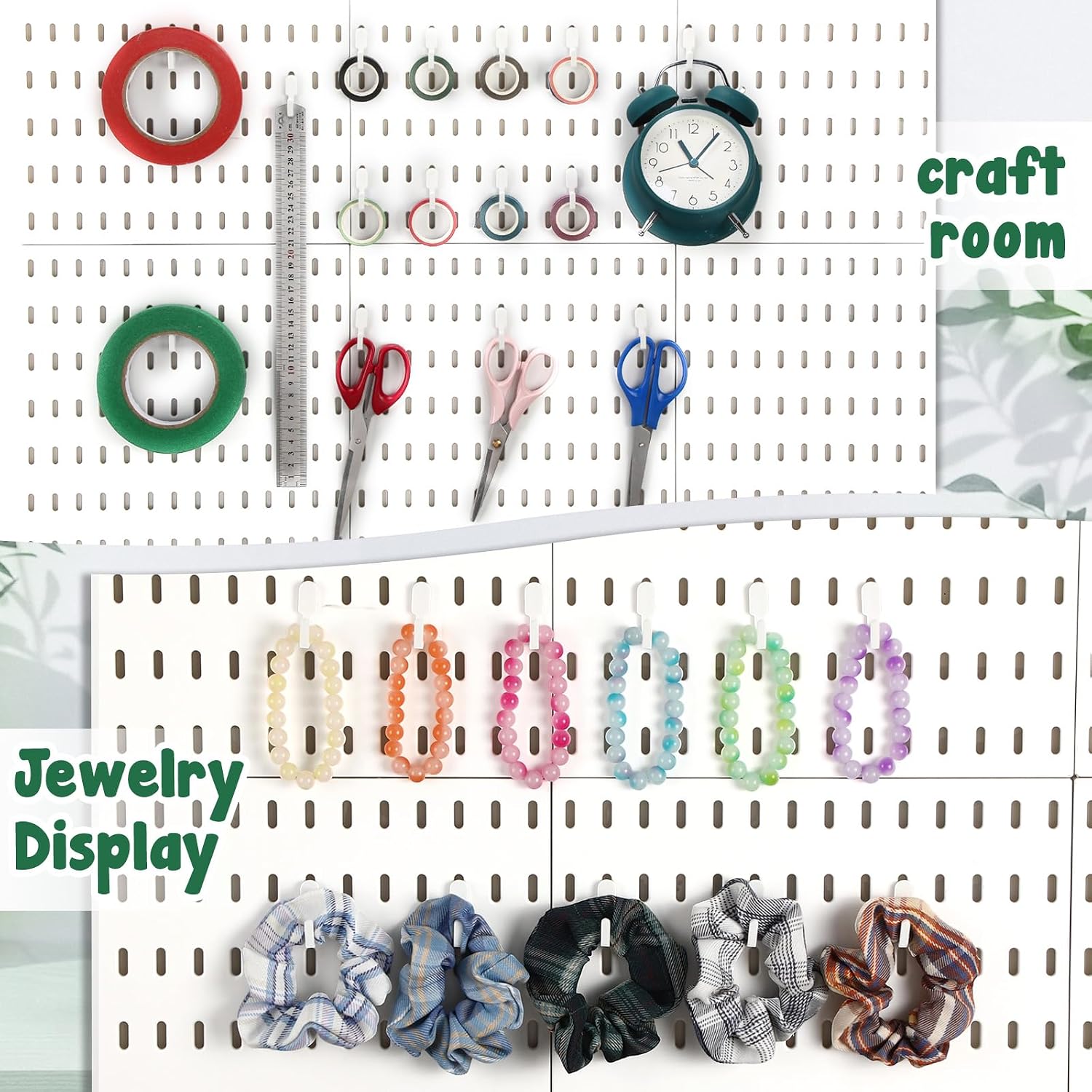 CroBlissful 30 Sets Pegboard Hook Hanging Compatible with IKEA Skadis Organizer Accessories, Hook Accessories Compatible with IKEA, Pegboard Hooks for Garage Home Office Indoor Storage Supply (White)