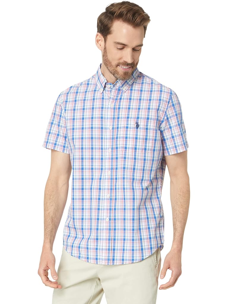 U.S. POLO ASSN. Short Sleeve CVC Yarn-Dye Poplin Woven Shirt