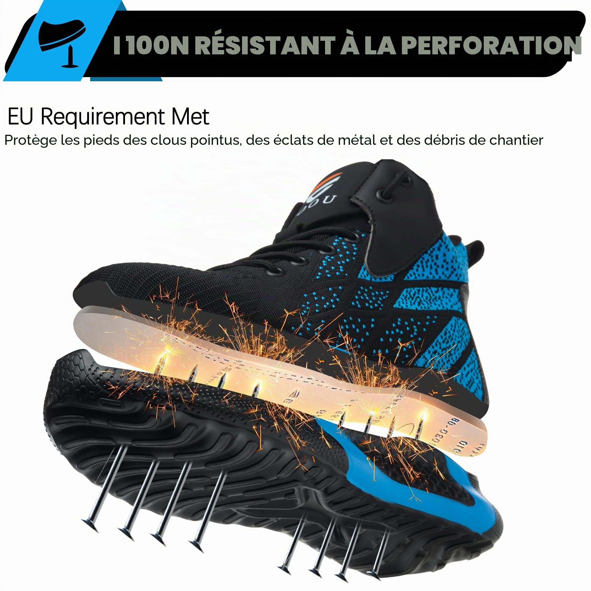 Chaussures de Sécurité Hommes Femmes Montante Basket de Sécurité Haute Légère Chaussures de Travail Embout Acier Confortable 35-48 EU