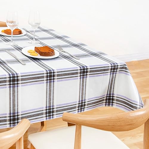 Miniatura 9 de FIFTY FEET Mantel rectangular de 84 x 60 pulgadas, mantel de vinilo con reverso de franela para mesas rectangulares, cubierta de mesa de picnic de