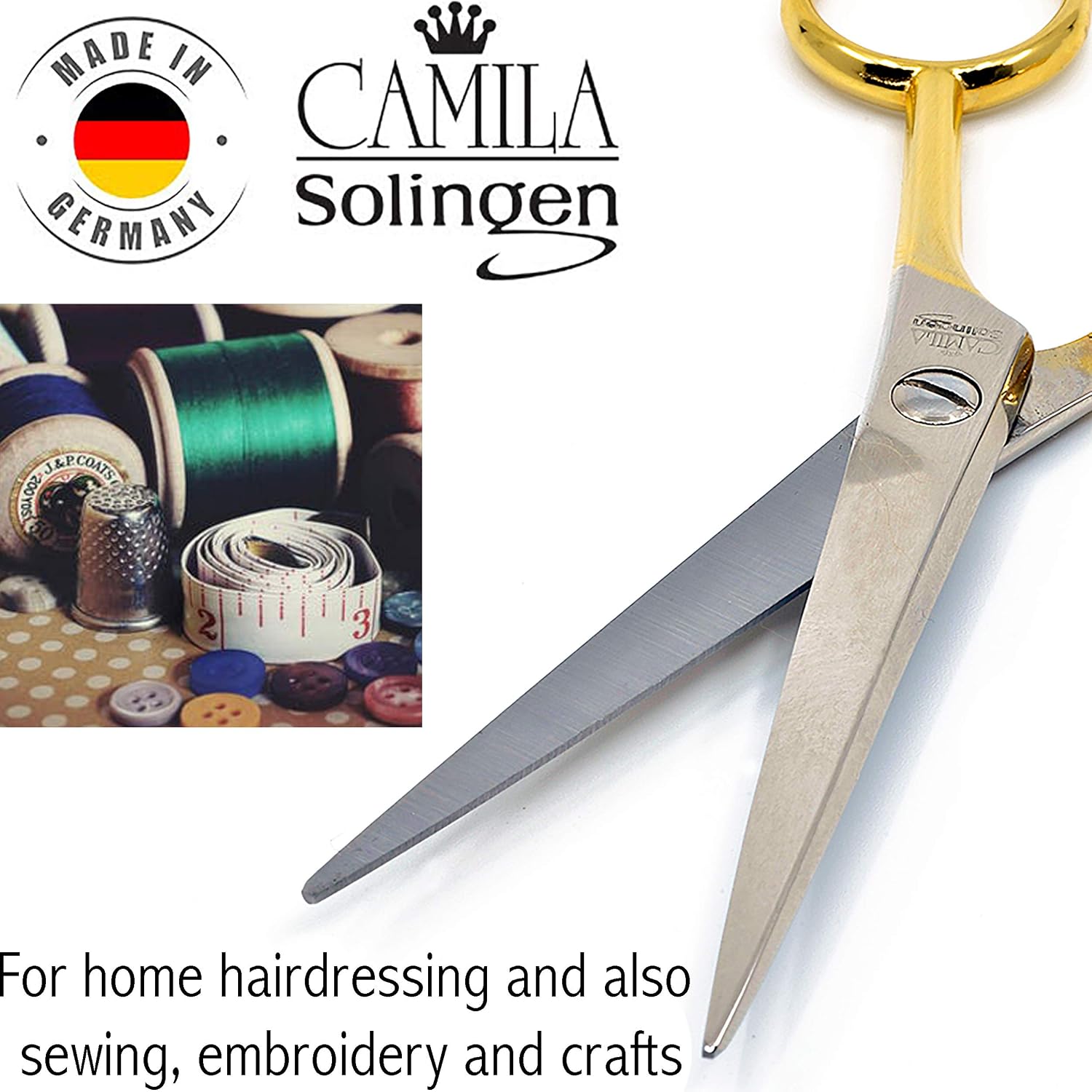 Camila Solingen CS45 Hair Scissors Professional 4.5" Very Sharp Grooming Scissors. Razor Edge Barber Hair Cutting Scissors. Stainless Steel Hair Cutting Shears for Salon. Made of in Solingen, Germany