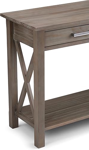 Miniatura 6 de Simpli Home Kitchener mesa de centro, color nogal oscuro, Pino, Distressed Grey